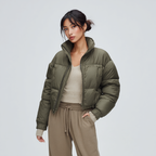 Cropped Puffer Jacket for Stylish Minimalist Insulation