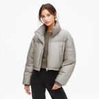 Cropped Puffer Jacket for Stylish Minimalist Insulation
