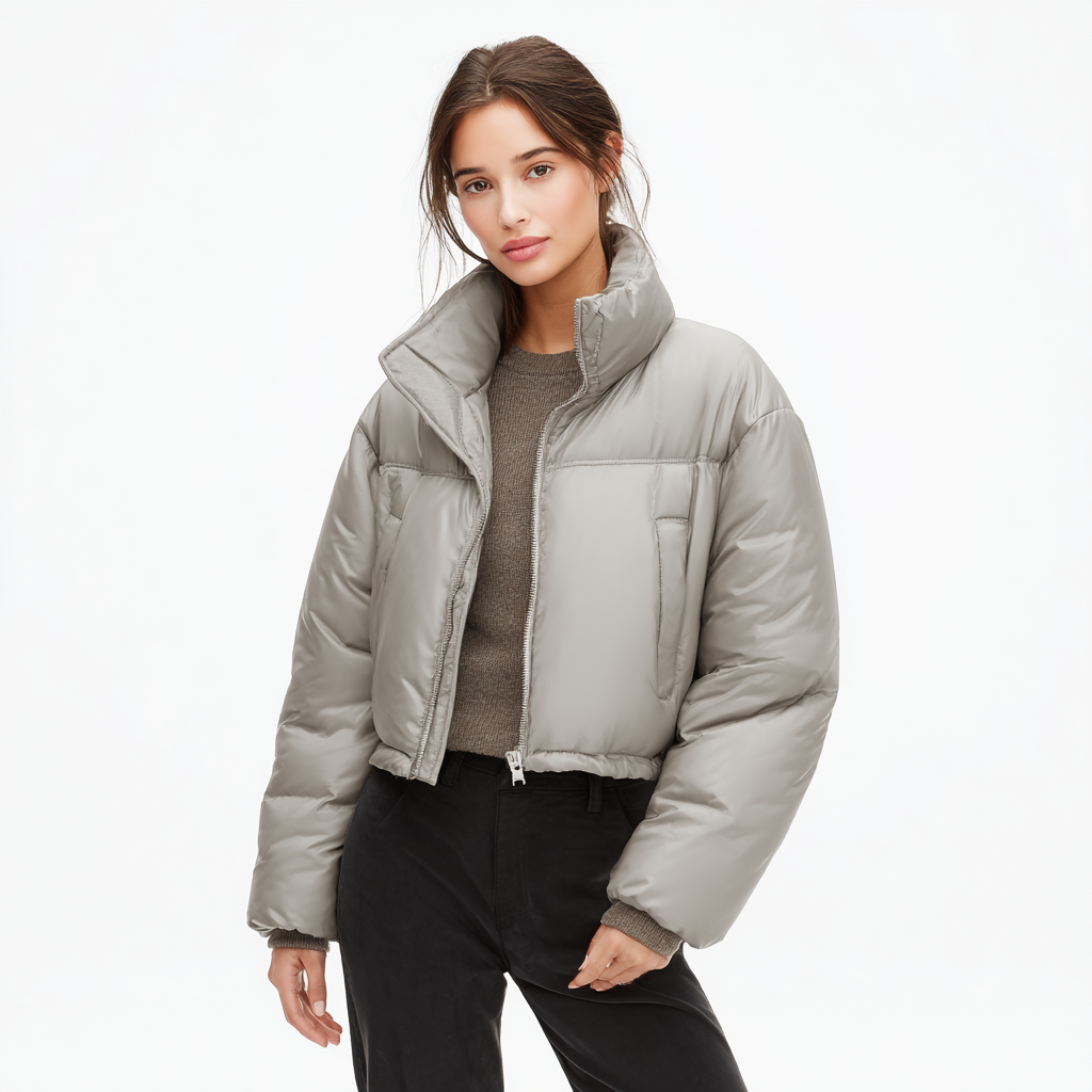 Cropped Puffer Jacket for Stylish Minimalist Insulation