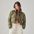 Cropped Puffer Jacket for Stylish Minimalist Insulation