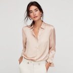 Elegance and Softness in a Silk Blend Button-Up Blouse