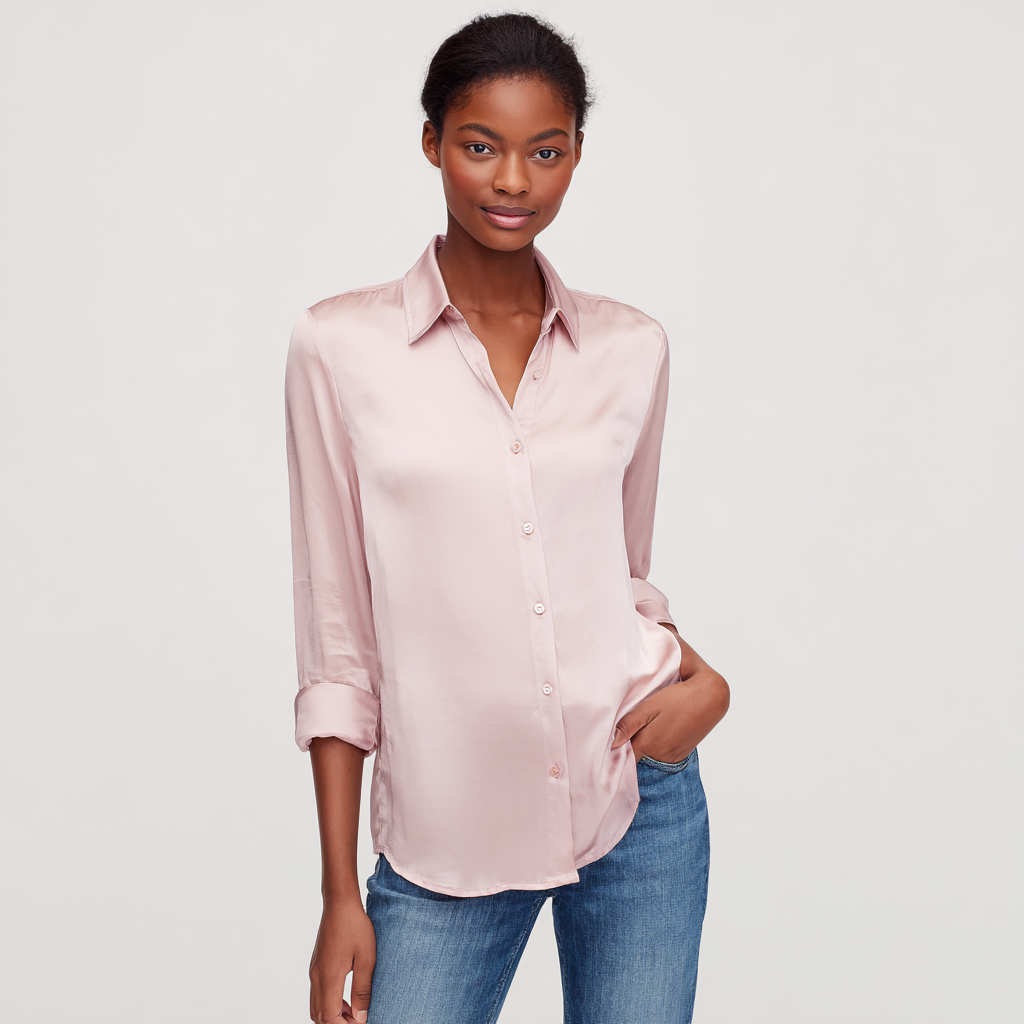 Elegance and Softness in a Silk Blend Button-Up Blouse