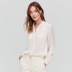 Elegance and Softness in a Silk Blend Button-Up Blouse