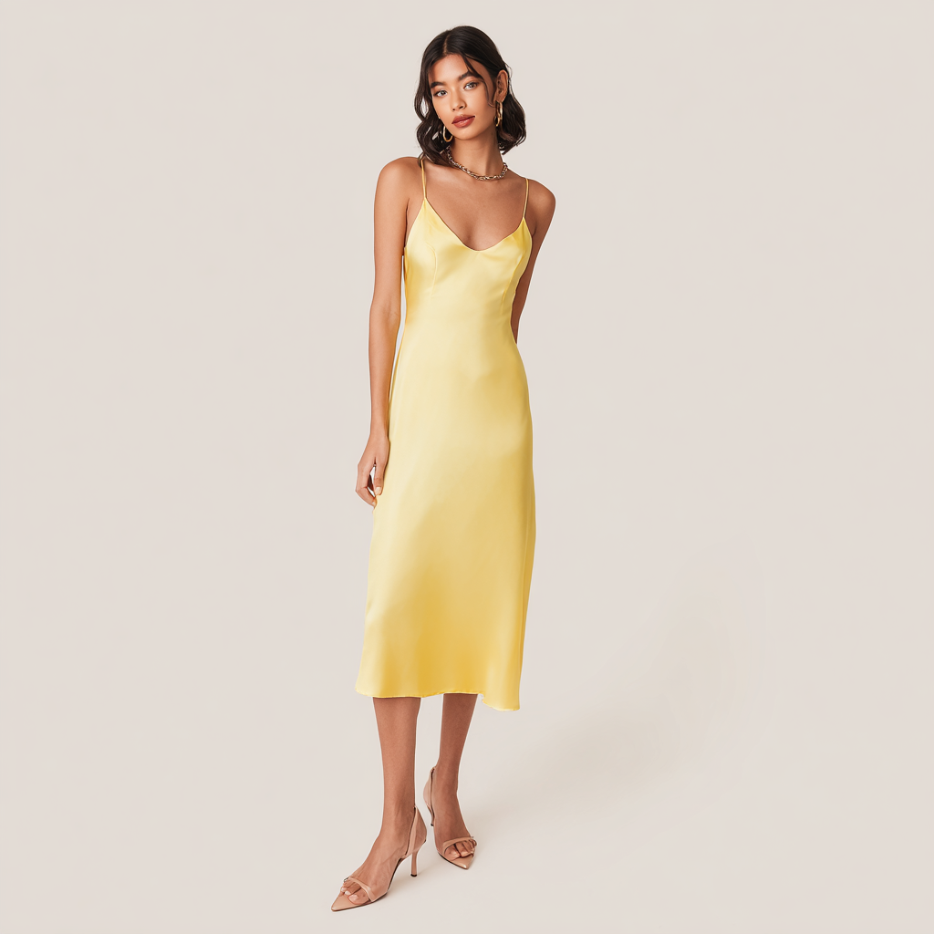 Satin Midi Slip Dress for Subtle Elegance